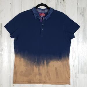 Saks 5th Ave Dip Dye Short Sleeve Polo Shirt XL